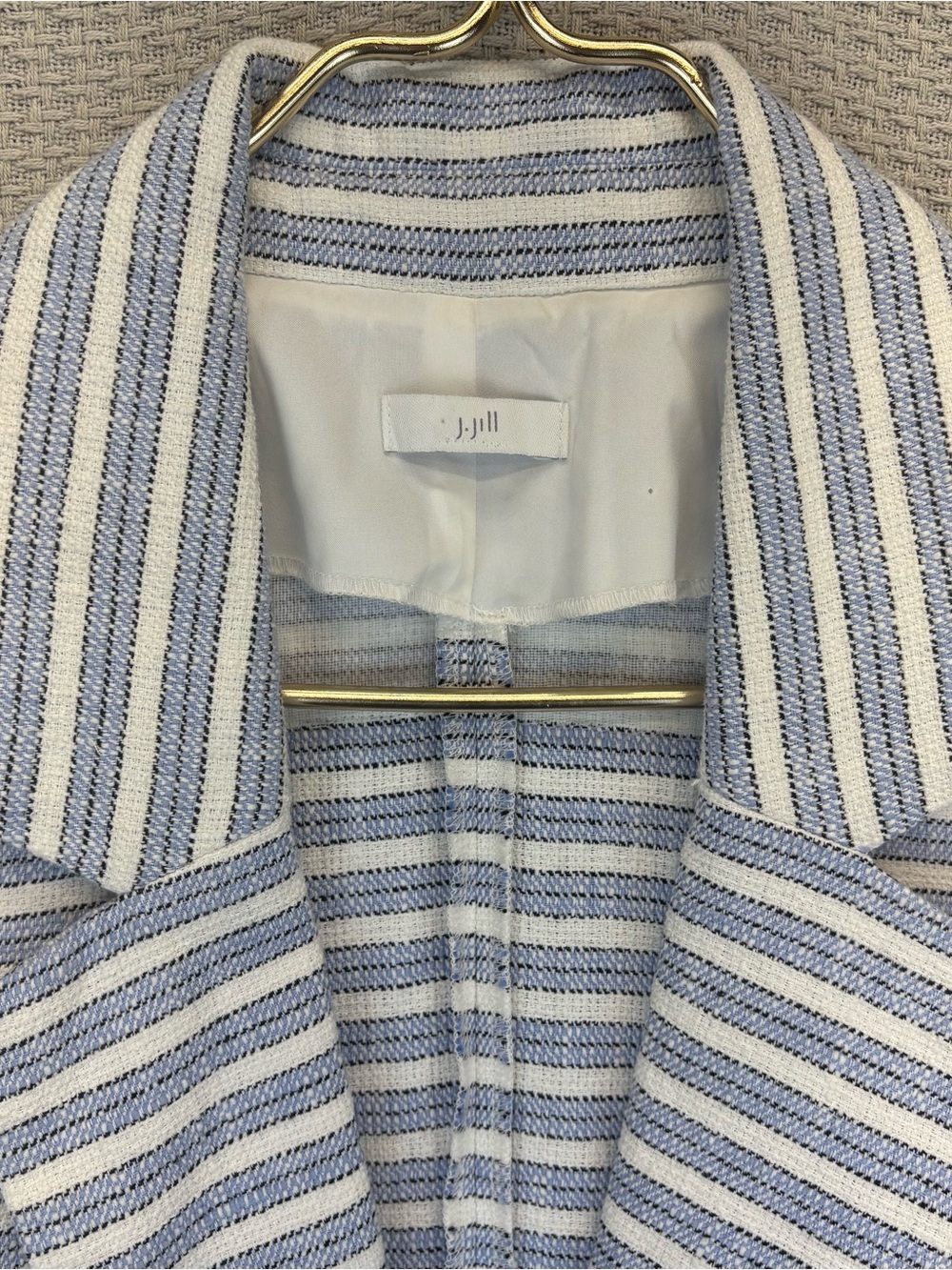 J Jill Plus Size L Spectator Blazer Blue White Striped Jacket Coastal Nautical - Picture 3 of 11